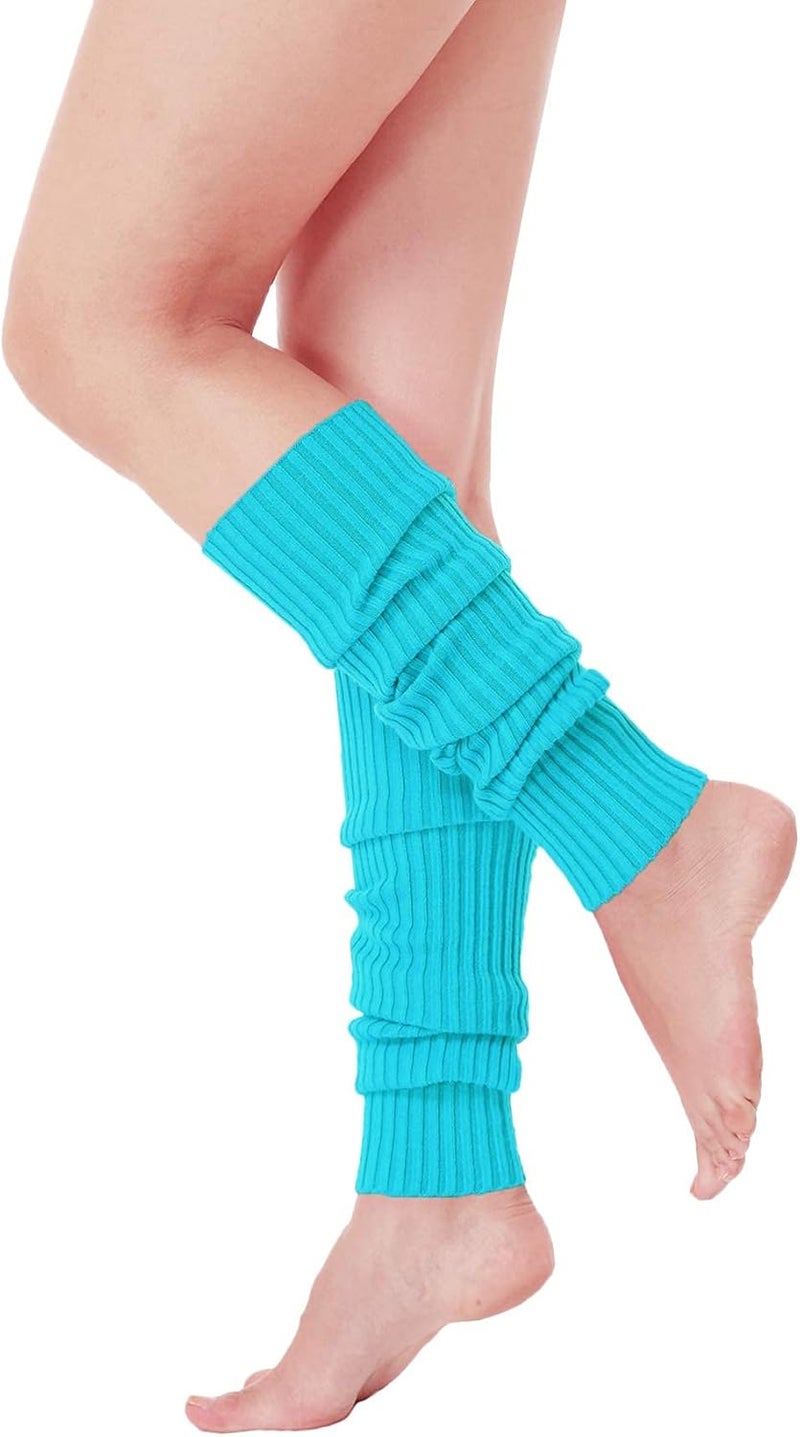 v28 Women Juniors Neon Ribbed Leg Warmers for 80s Eighty's Party Sports Yoga - Image 2